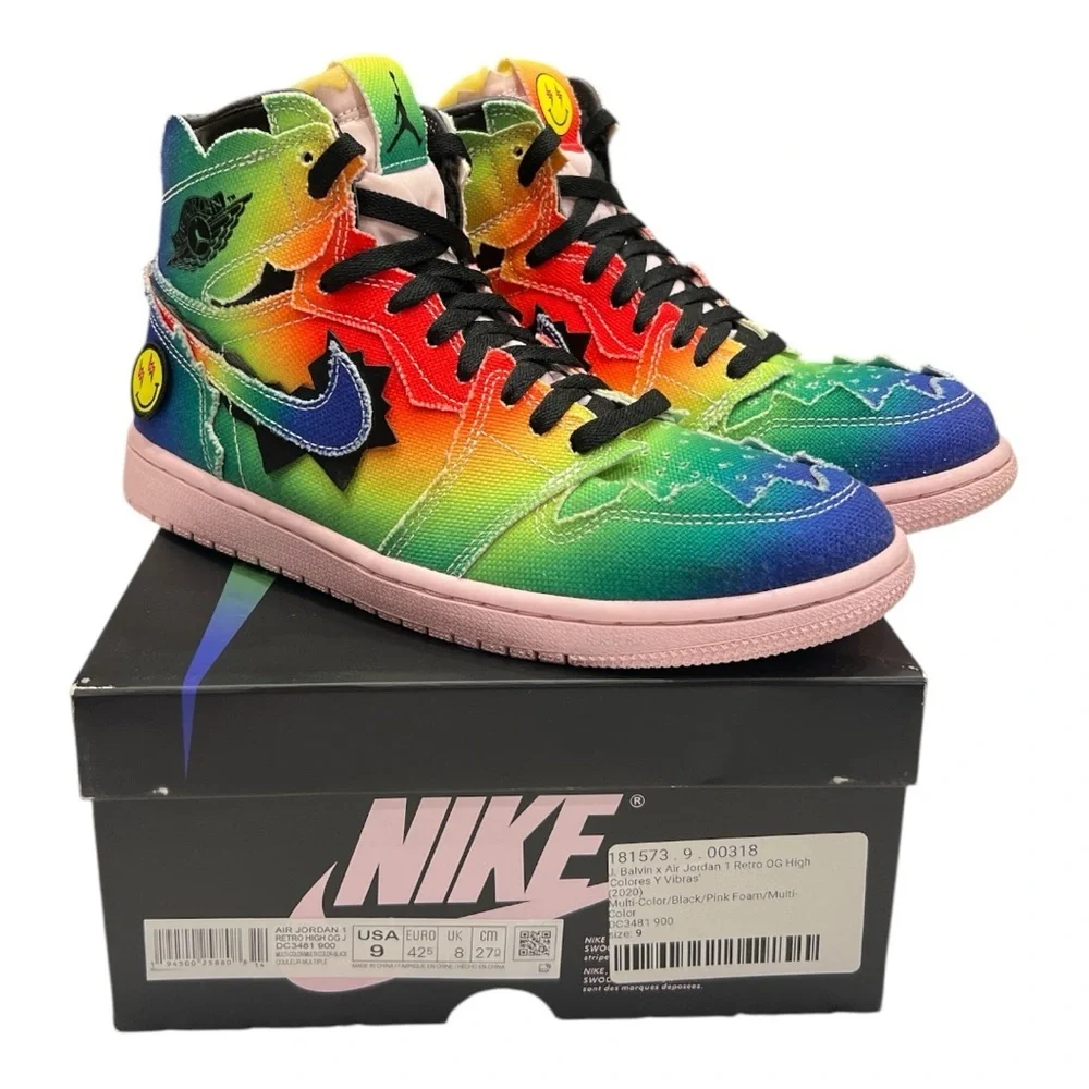 Jordan 1 High J Balvin Retro Goat Colorful Athletic Sneaker Shoes SZ 9